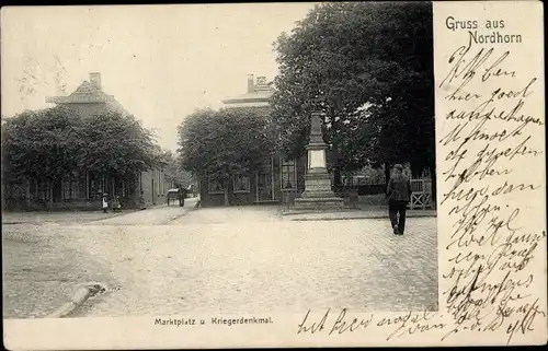 Ak Nordhorn in der Grafschaft Bentheim, Marktplatz, Kriegerdenkmal