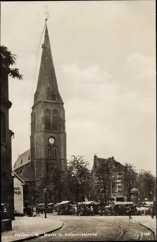 Ak Herten im Ruhrgebiet, Markt, Antoniuskirche