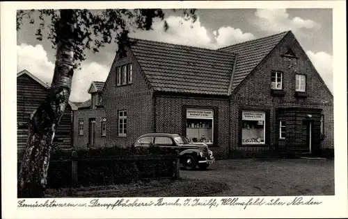 Ak Willmsfeld Westerholt in Ostfriesland, Dampfbäckerei Beruh, Automobil