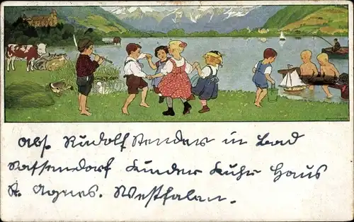 Künstler Ak Caspari, Gertrud, Sommerlust, tanzende Kinder