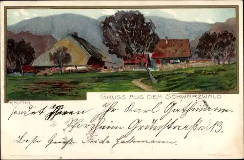 Künstler Litho Mutter, K., Gruß aus dem Schwarzwald, Schwarzwaldhaus