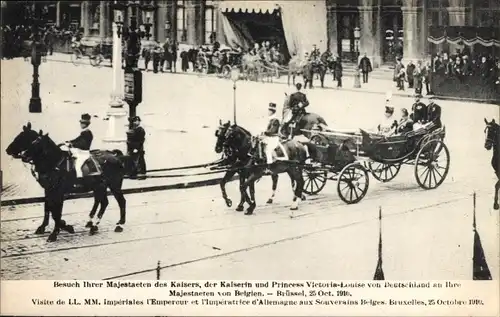 Ak Bruxelles Brüssel, Kaiser Wilhelm II., Kaiserin, Viktoria Luise zu Besuch 25 Okt 1910