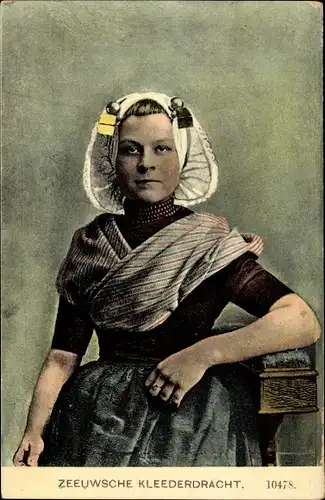 Ak Zeeland Niederlande, Niederländische Tracht, Portrait, Frau