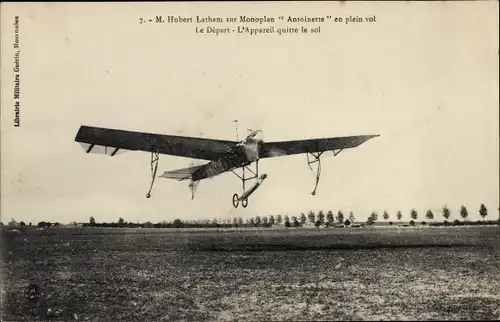 Ak Aviation, Camp de Chalons, Monoplan Antoinette IV, Aviateur Hubert Latham