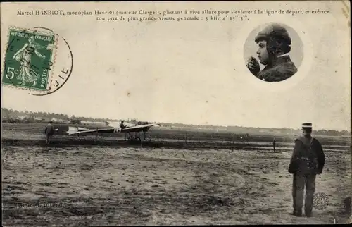 Ak Marcel Hanriot, monplan Hanriot, Zivilflugzeug, Flugpionier