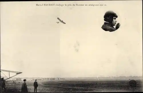 Ak Marcel Hanriot, s' adjuge le pris de Hauteur en atteignant 290 m, Flugpionier