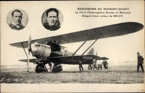 Ak Aerodrome du Bourget Dugny, Le Point d'Interrogation, Flugpionier