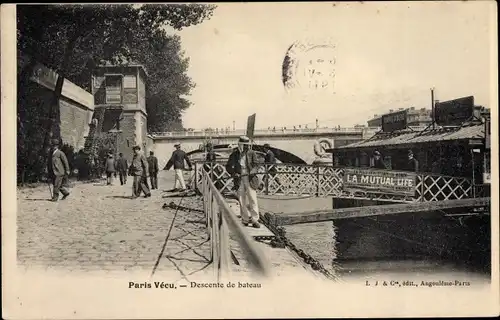 Ak Paris I., Paris Vecu, Descente de Bateau