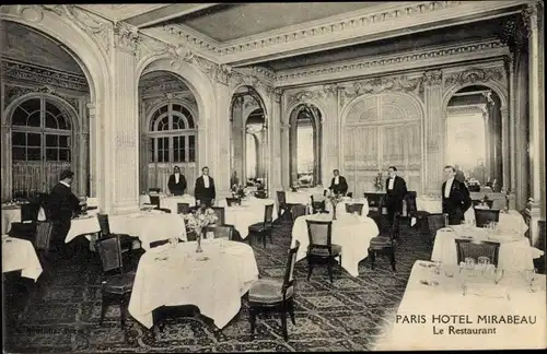 Ak Paris I, Hotel Mirabeau, Interieur, Saal, Kellner