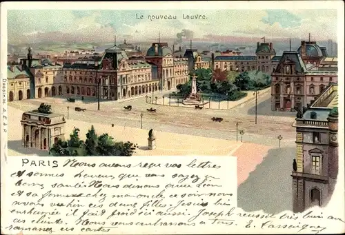 Ak Paris I, le Nouveau Louvre, Straßenpartie