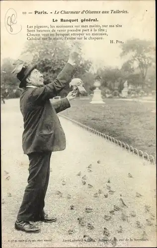 Ak Paris, Le Charmeur d'Oiseaux aux Tuileries