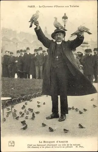 Ak Paris, Le Charmeur d'Oiseaux aux Tuileries