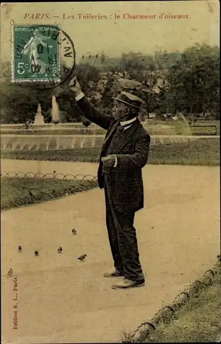 Ak Paris, Le Charmeur d'Oiseaux, Les Tuileries