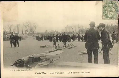 Ak Paris I, Paris vécu, Jardin des Tuileries, la Flotte en cale sèche, Modellboote