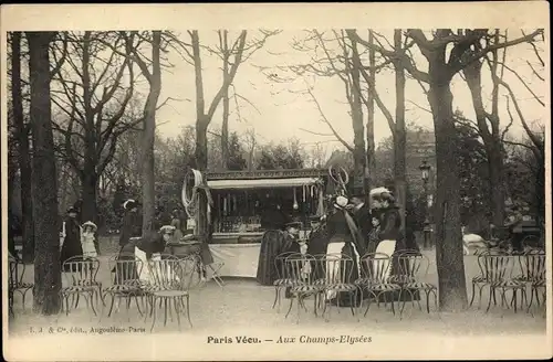 Ak Paris I, Paris vécu, aux Champs Elysées, Café Kiosque