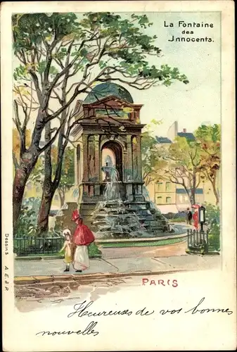 Litho Paris I, Square des Innocents, fontaine des Innocents