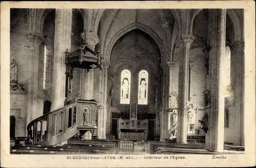 Ak Saint Georges sur Layon Maine et Loire, Interieur de l'Eglise