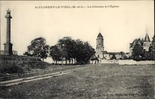 Ak Saint Florent le Vieil Maine et Loire, La Colonne, L'Eglise