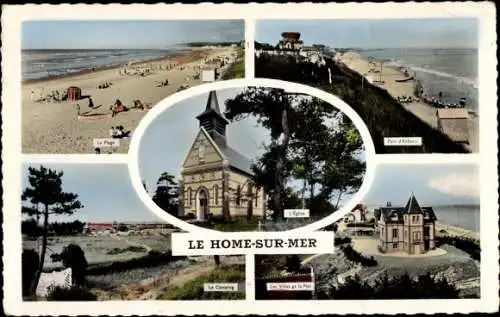 Ak Le Home sur Mer Calvados, Le Camping, L'Eglise, La Plage, Parc d'Enfants, Les Villas, La Mer