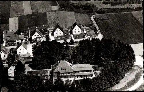 Ak Mücke in Hessen, Erholungsheim Flensunger Hof, Vogelschau