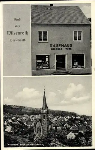 Ak Wilsenroth Dornburg im Westerwald Hessen, Blick v. d. Dornburg, Ort, Kaufhaus