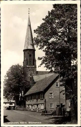 Ak Ulrichstein in Hessen, Blücherhaus, Kirchturm