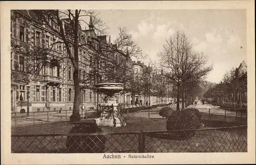 Ak Aachen in Nordrhein Westfalen, Heinrich-Allee, Grünanlage