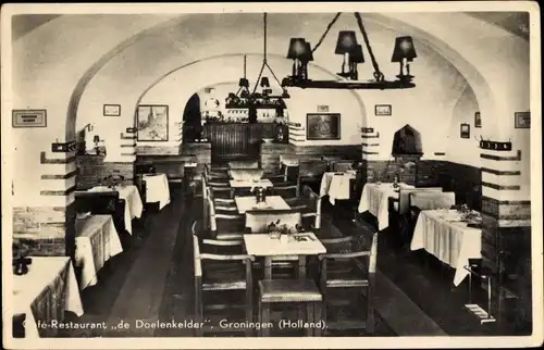 Ak Groningen Niederlande, Café Restaurant de Doelenkelder