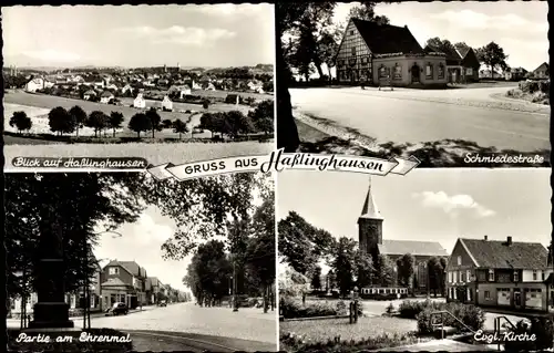 Ak Haßlinghausen Hasslinghausen Sprockhövel im Ruhrgebiet, Totale, Schmiedestraße, Kirche, Ehrenmal