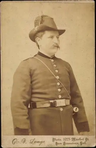 Kabinett Foto Portrait, Mann in Uniform, Jägerhut