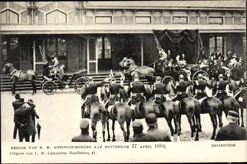 Ak Rotterdam Südholland Niederlande, Königin Emma zu Waldeck und Pyrmont, Rhijnspoor, 1904