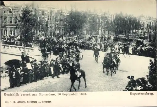 Ak Rotterdam Südholland Niederlande, Koninklijk bezoek 1901, Regentessebrug