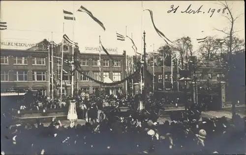 Ak Rotterdam Südholland Niederlande, Menschenmenge, Adel Niederlande 1908