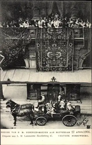 Ak Rotterdam Südholland Niederlande, Königin Emma zu Waldeck und Pyrmont, Besuch 1904