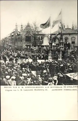 Ak Rotterdam Südholland Niederlande, Königin Emma zu Waldeck und Pyrmont, Besuch 1904
