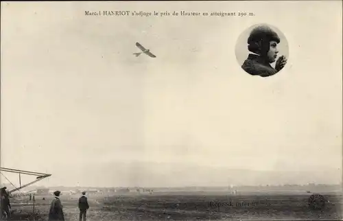 Ak Marcel Hanriot, s' adjuge le prix de Hauteur en atteignant 290 m, Flugpionier