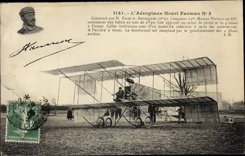 Ak L'Aeroplane Henri Farman No. 3