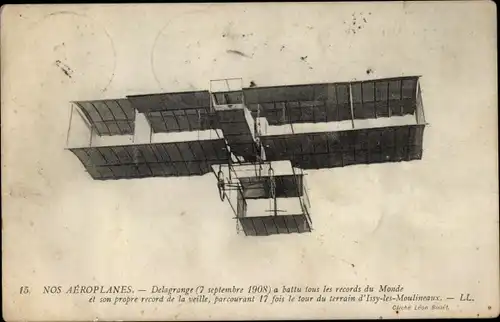 Ak L'Aeroplane Delagrange 7 septembre 1908, record du Monde
