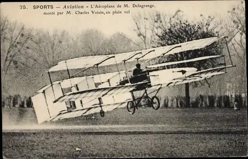 Ak Sports, Aviation, l'Aeroplane de M. Delagrange, monte par M. Charles Voisin