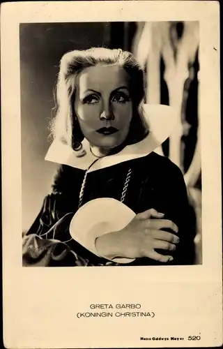 Ak Schauspielerin Greta Garbo, Portrait, Koningin Christina