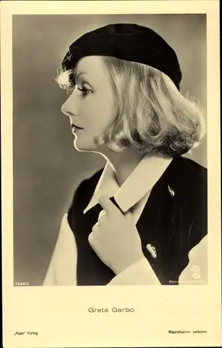 Ak Schauspielerin Greta Garbo, Profilansicht