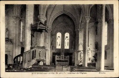 Ak Saint Georges sur Layon Maine et Loire, Interieur de l'Eglise