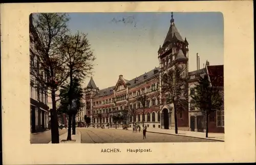 Ak Aachen in Nordrhein Westfalen, Hauptpost, Straßenpartie