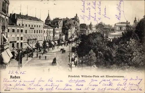 Ak Aachen in Nordrhein Westfalen, Friedrich-Wilhelm-Platz mit Elisenbrunnen