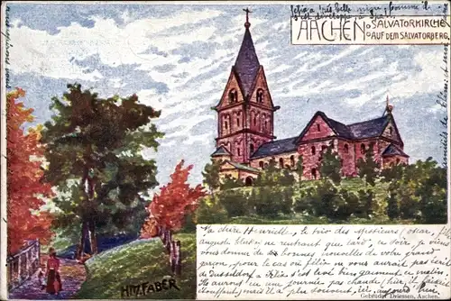 Jugendstil Künstler Ak Faber, Aachen in Nordrhein Westfalen, Salvatorkirche