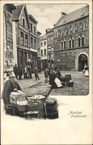 Ak Aachen in Nordrhein Westfalen, Fischmarkt, Marktfrau