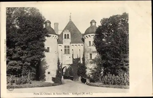 Ak Andigné Maine et Loire,Porte du Château de Saint Henis