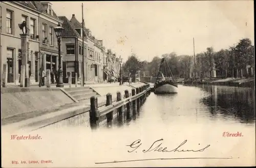 Ak Utrecht Niederlande, Westerkade, Frachtschiff