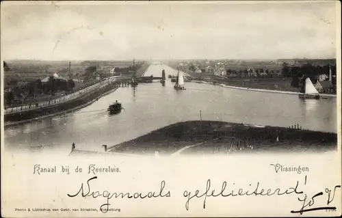 Ak Vlissingen Zeeland Niederlande, Kanaal bij de Keersluis