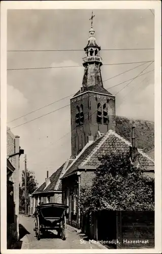 Ak Sint Maartensdijk Zeeland Niederlande, Hazestraat, Kutsche